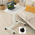 thumbnail image 3 of bilbil Mobile Standing Desk Pneumatic Adjustable Height, 28 Inch Sit to Stand Desk with Wheels, Mobile Laptop Desk Rolling Cart Ergonomic Table, White, 3 of 7