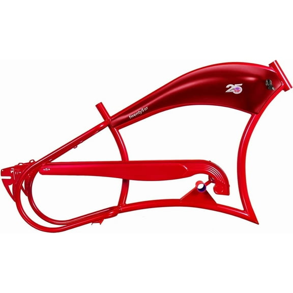 Tracer Twenty5 Stretch Cruiser E-bike Frame, with Battery Holder and Chain Guard, for 26" x3.0, 4.0 Fat Tire, Red
