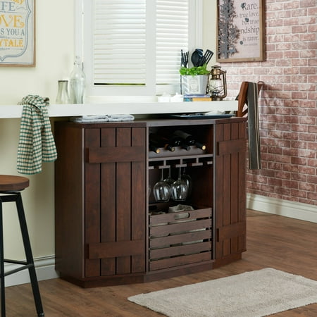 Thick American Black Walnut - Furniture of America Harris Rustic Multi-Storage Dining Server, Vintage Walnut