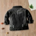 thumbnail image 7 of LNMQLPDBS Toddler Button Down Shirt Boys' Long Sleeve Lapel Shirts Kids Trendy Jean Jacket with Two Chest Pocket Denim Shirt for School Party Vacation Black 18-24 Months, 7 of 7
