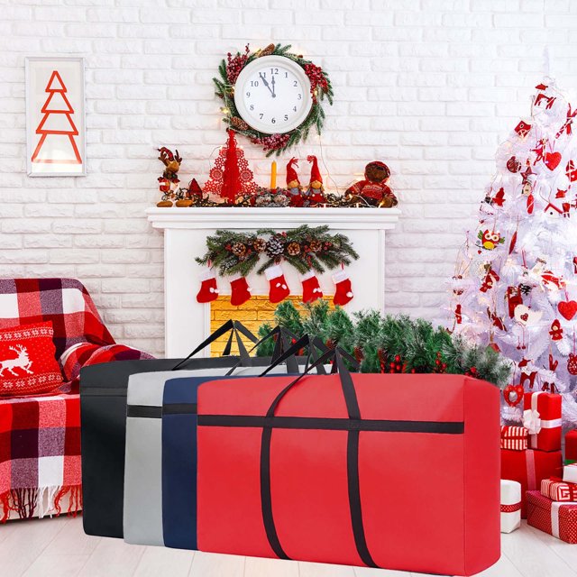 Bolsa de almacenamiento para árbol de Navidad Iumwxz de tela Oxford 600d con cierre de cremallera, resistente e impermeable, con dos asas, 53 x 35 x 16,5 cm.