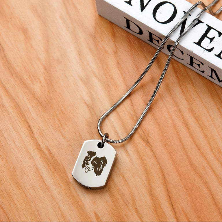 Heart Dog Tag Cremation Jewelry Pendant and Necklace for Ashes