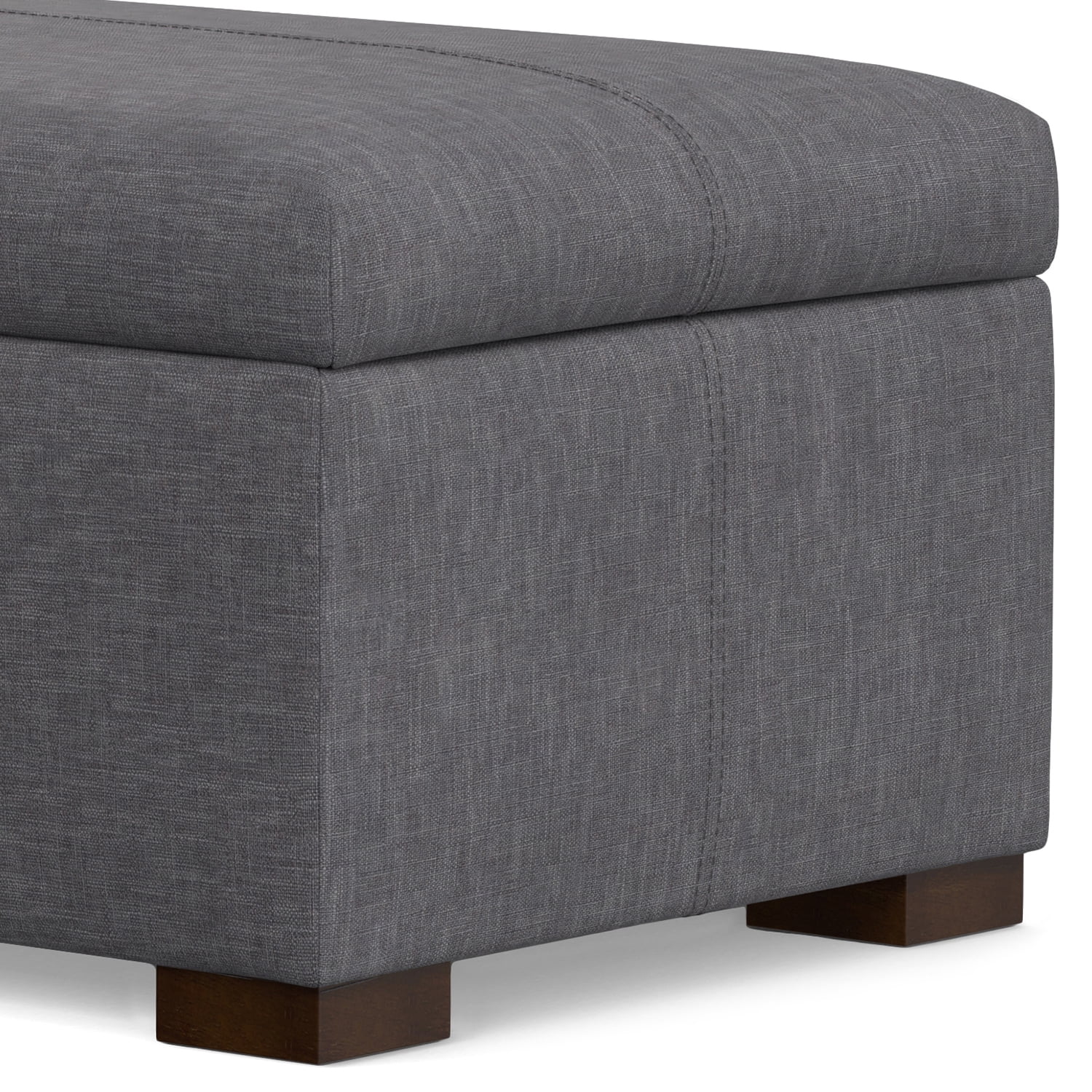 Gabbie 48 inch Wide Rectangular Storage Ottoman in Slate Grey Polyester Linen