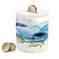 thumbnail image 1 of Anemone Flower Piggy Bank, Rustic Floral Design with Blooms in Watercolors Splashes, Ceramic Coin Bank Money Box for Cash Saving, 3.6" X 3.2", Lavender Pale Blue Green, by Ambesonne, 1 of 4