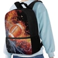 thumbnail image 3 of Uorisanigo Flaming Rugby Ball 17 Inch Backpack for Boys Girls, Children Backpack for Preschool, Kindergarten, Elementary with Adjustable Shoulder Straps for 6-13 Years Old, 3 of 6