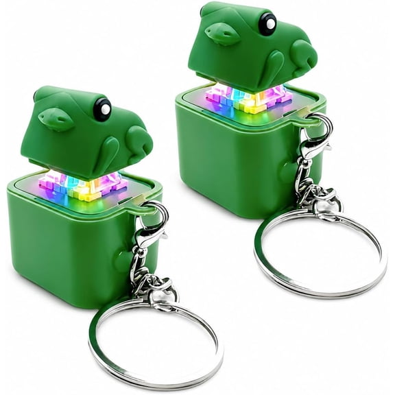 UWMDHRC Frog Croaking Fidget Toy, Frog Keychain with Sound & Colorful Lights, Rechargeable Keyboard Clicker Fidget Toys Adults, Portable Anxiety and Stress Relief Toys Fun Gifts