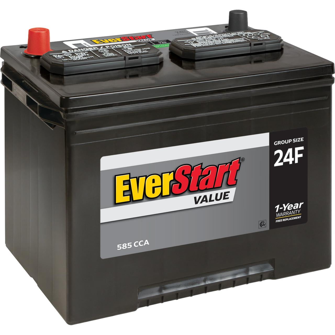 EverStart Value Lead Acid Automotive Battery, Group Size 24F, 12 Volt, 585 CCA