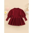 thumbnail image 2 of Gupgi Robe Tricotée pour Bébé Filles 0-3 Ans Couleur Unie Manches Longues Robe Pull d'Hiver, 2 of 9