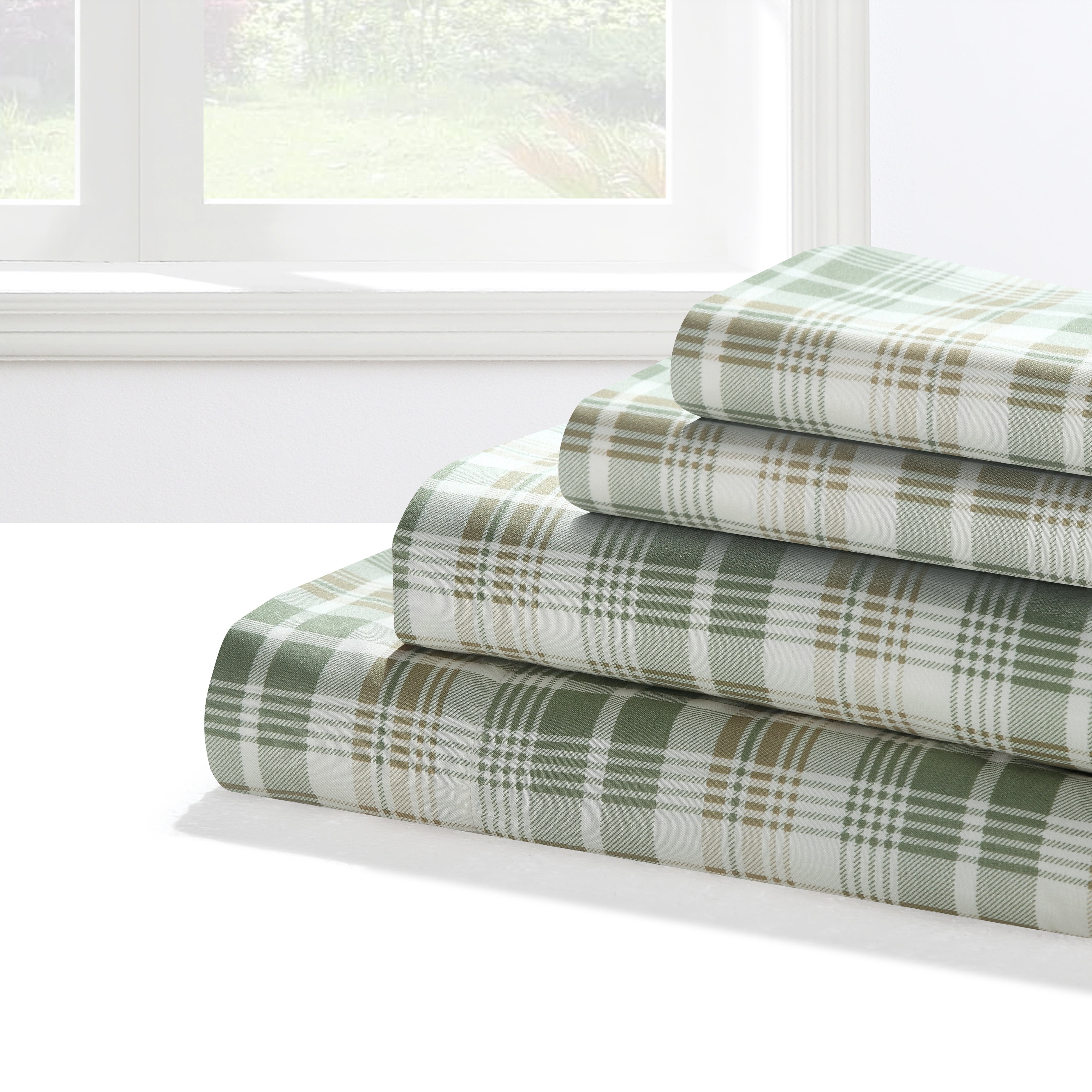 Cabin Plaid Microfiber 4-piece Shet Set Queen