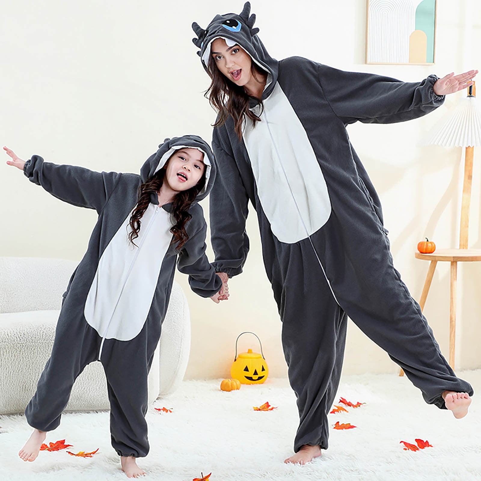 YUEHUA Adult Womens Onesie Animal One Piece Pajamas Christmas Dragon Cos-tume for Men Hooded Onesie Pajamas Cute Fuzzy Sleepwear Winter Warm Romper Outfits