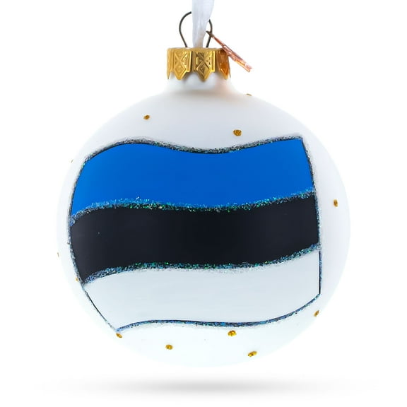 Flag of Estonia Flag Glass Ball Christmas Ornament 3.25 Inches