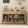thumbnail image 2 of Eastvita 62-Inch Buffet Cabinet with Storage Large Sideboard Cabinet for Home/Kitchen/or Dining Room. Features 3 Drawers/4 Fluted Glass Doors (Natural), 2 of 6