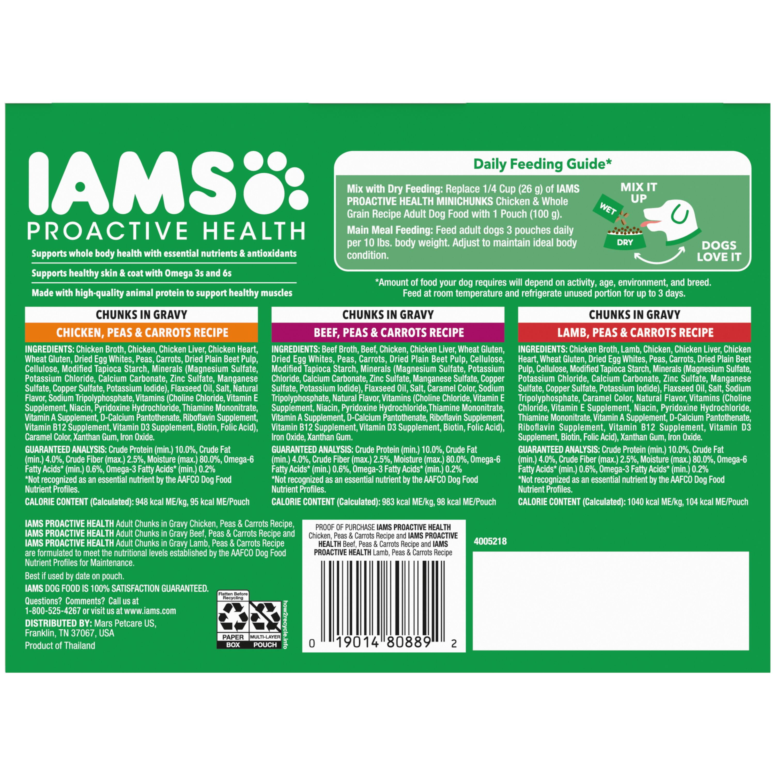 IAMS Proactive Health Core Pouch - 18ct (6 x Chicken, 6 x Beef, 6 x Lamb)