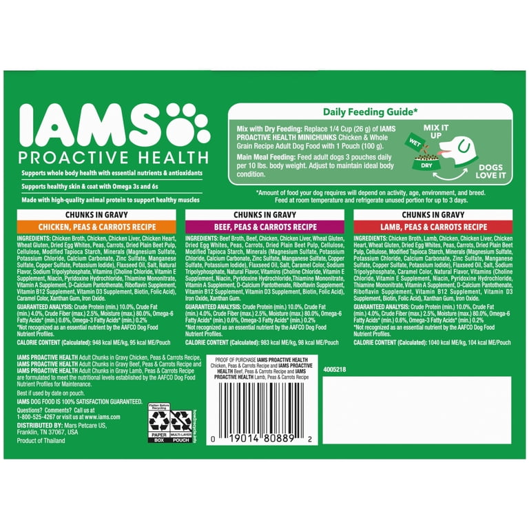 IAMS Proactive Health Core Pouch - 18ct (6 x Chicken, 6 x Beef, 6