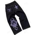 thumbnail image 5 of Pantalones vaqueros con bordado de esqueleto para hombre, pantalón informal, estilo callejero, estilo coreano, holgado, a la moda, 5 of 5