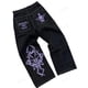 thumbnail image 5 of Pantalones vaqueros con bordado de esqueleto para hombre, pantalón informal, estilo callejero, estilo coreano, holgado, a la moda, 5 of 5