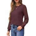 thumbnail image 4 of UVN Blouses for Women Dressy Lace Pleated Tunic Tops Casual Long Sleeve Fall Shirts, 4 of 9