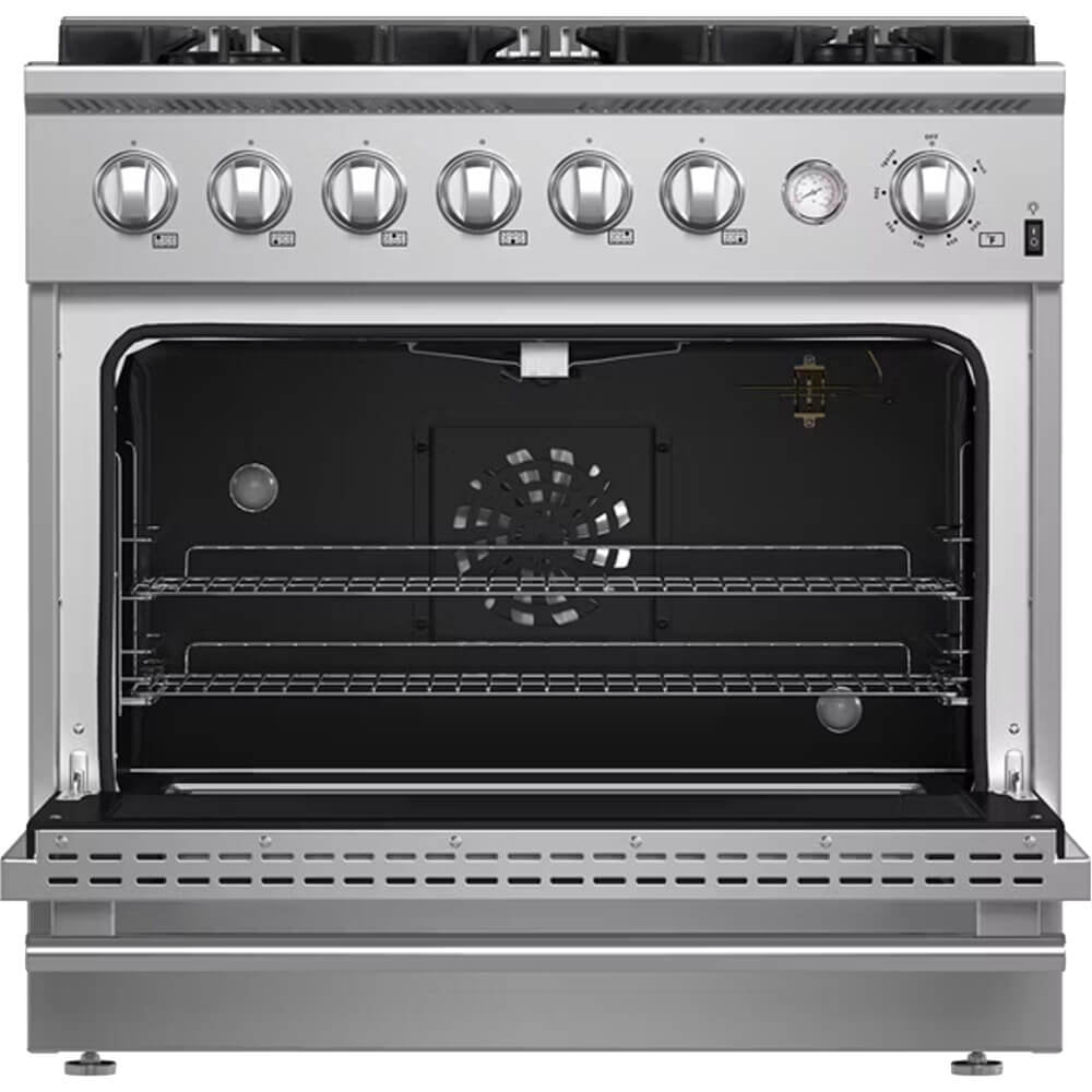 Marco 36-Inch Gas Range Stainless Steel, 6 Burners 67,000 BTU, 5.36 cu.ft. Convection Oven