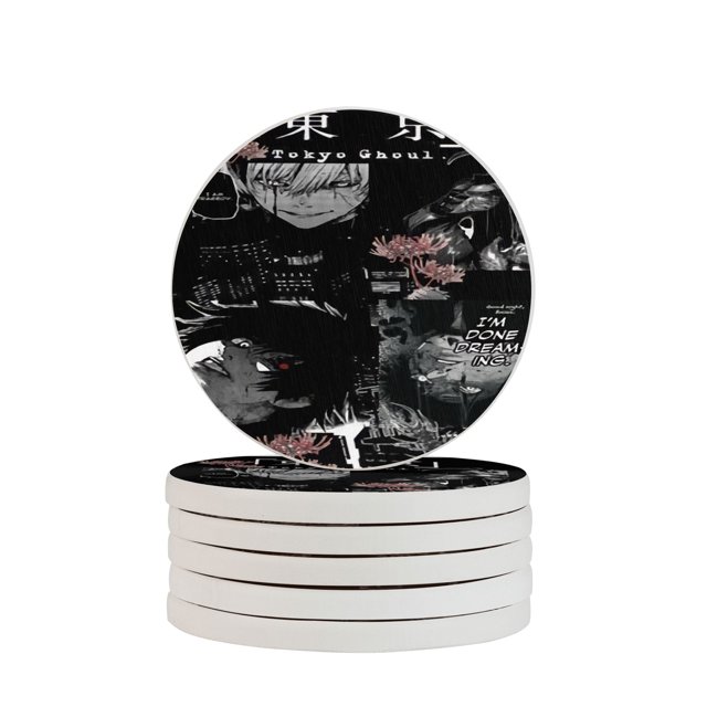 Posavasos de tierra de diatomeas absorbente de Tokyo Ghoul, el aislamiento antideslizante de tierra de diatomeas sin olor protege la superficie de la mesa contra daños Talla única