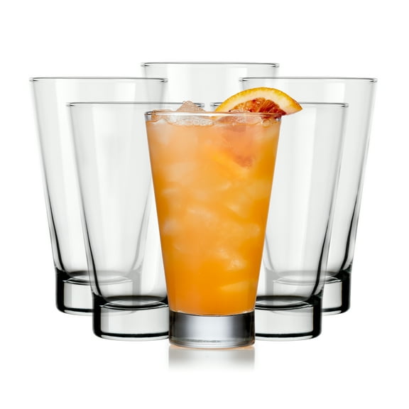 Libbey Bar Essentials Tumbler Glasses Set of 6, 14 ounce, Iconic Heavy Base Drinking Glasses Set, Dishwasher Safe Glass Tumblers for Everyday Use