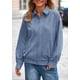 thumbnail image 4 of Abrigo PRETTYGARDEN Chaqueta Bomber Oversized de Ante Sintético Azul Polvoriento Talle S, 4 of 8