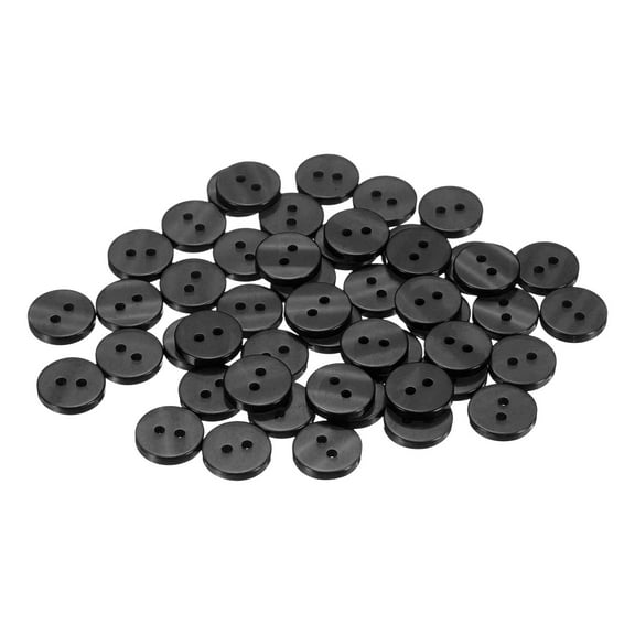 Uxcell 50pcs 20L Sewing Buttons 1/2"(12.5mm) Resin Round Flat 2-Hole Craft Clothing Replacement Button for Coats Sewing Clothing and DIY, Black