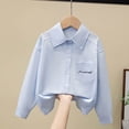 thumbnail image 5 of Fancifize Long Sleeve Shirts for Girls Collared Button Up School Uniform Blouses Kids Casual Solid Color Tops, 5 of 6