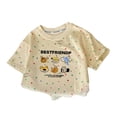 thumbnail image 4 of CYRBOKO Girls Outfit Sets, Short Sleeve Elastic Waist Summer Cotton T-shirts and Shorts Beige Size 7-8 T, 4 of 6