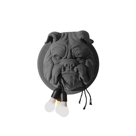 

Litfad Bulldog Shaped Wall Light Fixture Resin 3-Light Bathroom Sconce Lighting Fixture - Black