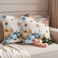 thumbnail image 2 of Harvest Pumpkin Pillow Covers 2 Pack Thanksgiving Fall Orange Blue Leaves Linen Texture Pillowcase Waterproof Outdoor Throw Pillow Cover for Patio Garden Square Cushion 18”x18”, 2 of 9