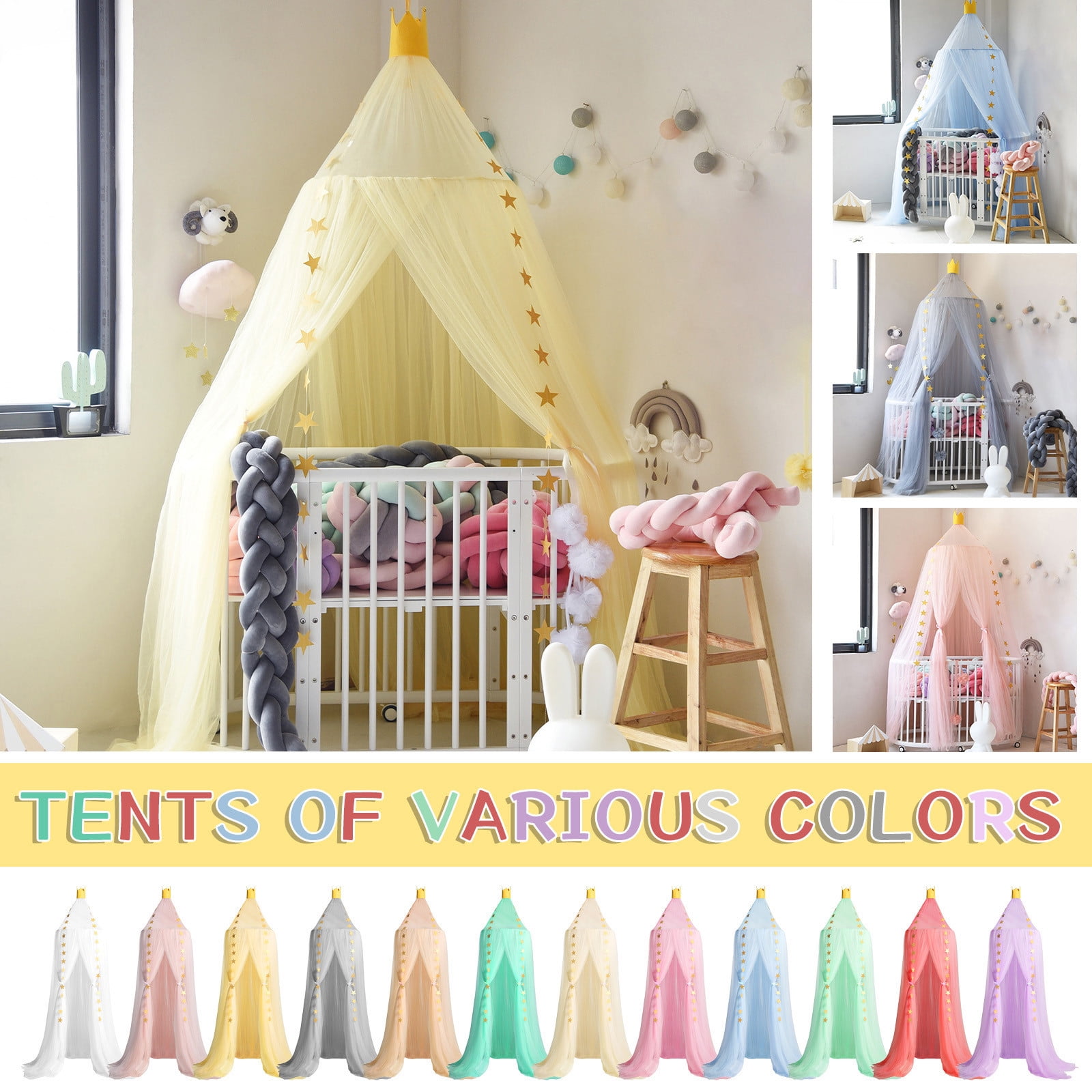 Wovilon Summer Crib } Net Princess Wind } Net Baby Child Cradle Dome Hanging Floor Bed Curtain