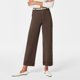 thumbnail image 4 of Pantalones capri elásticos de sarga de cintura alta y pierna ancha para mujer, vaqueros tobilleros tipo chino, 4 of 7