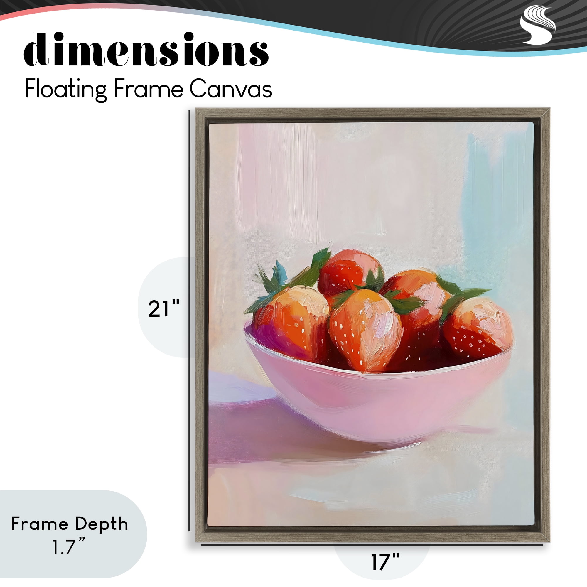 Stupell Industries Pastel Bowl of Strawberries Brown Framed Floater Canvas Wall Art, design by The Prints Vibe