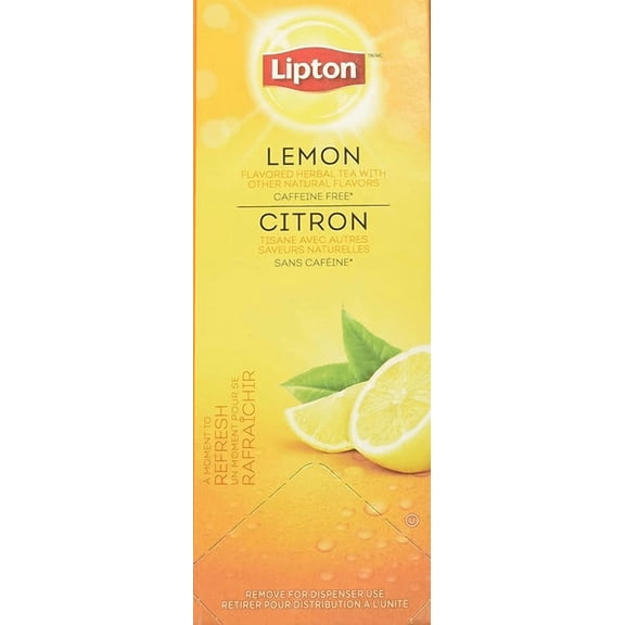 Lipton Lemon Herbal Tea Bags, Caffeine-Free Lemon Tea, 28 Count Box, Refreshing Citrus Flavor, Natural Herbal Infusion
