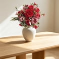 thumbnail image 5 of Artificial Peony Flower Bouquets, Mixed Flower Foliage Bunches, Cosmug Home Floral Centerpiece, for Vase Styling, Dining Table Layout and Living Room Display, Red, 5 of 6