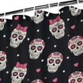 thumbnail image 3 of Black Pink Skull Pattern Shower Curtain 36"x72" ,Bathroom Decorative Shower Curtains Set with 12 Hooks,Modern Waterproof Washable Shower Curtain, 3 of 6