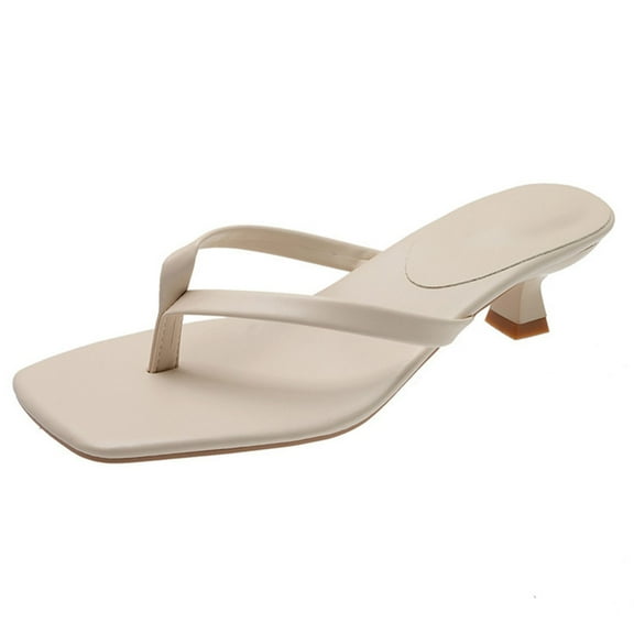 HNMKIU Platform Sandals Stylish Women's Slides Casual Beach Footwear Comfortable Open Toe Platform Style with Modern Square Toe Design for Everyday Use Beach Shoes Beige,6.5