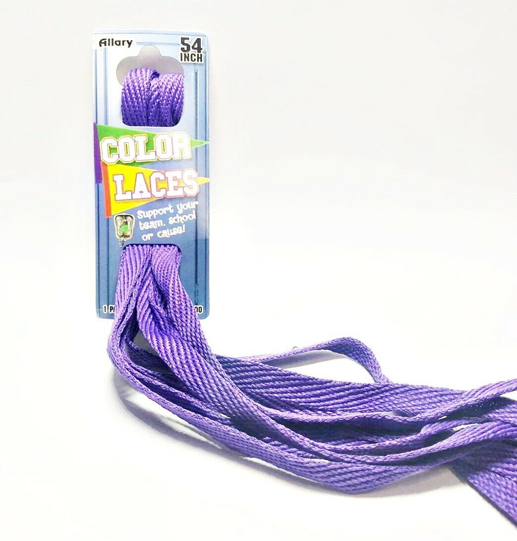 Allary Color Laces, 54 Inch Flat Athletic Shoe Laces, Purple
