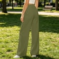 thumbnail image 4 of Womens Wide Leg Pants with Pockets High Waisted Casual Lounge Pants Work Office Pants | CSEONE,Army Green L, 4 of 6