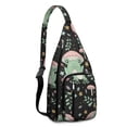thumbnail image 1 of Cartoon Frog Sling Backpack - Whimsical Frog & Flower Print Design, Compact Lightweight Daypack for Cycling & Photography, 1 of 4