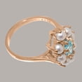 thumbnail image 4 of LBG British Made 18k Rose Gold Natural Blue Topaz & Cultured Pearl Womens Statement Ring - 33 size options - Size 11.5, 4 of 6