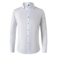 thumbnail image 2 of Miluxas Men's Casual Long Sleeve Dress Shirt Wrinkle-Free Regular Fit Button Down Shirts White XL, 2 of 4