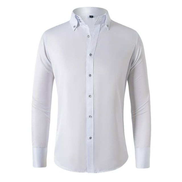 RXIRUCGD Chemises Cardigan pour Hommes Mode Décontractée Unies à Col Rabattu avec Boutons, Blanc, Taille : M