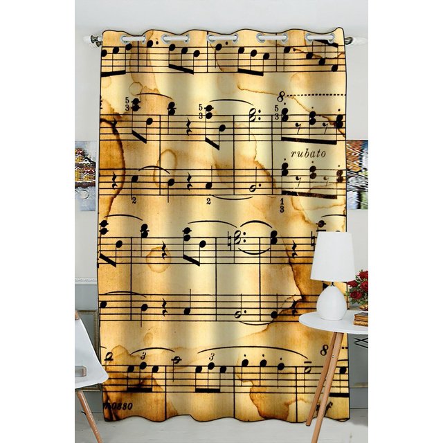 ABPHQTO Notas musicales Cortina de ventana Cortina de cocina Tamaño 130x210 cm (Una pieza) ABPHQTO Window-ZK74-One