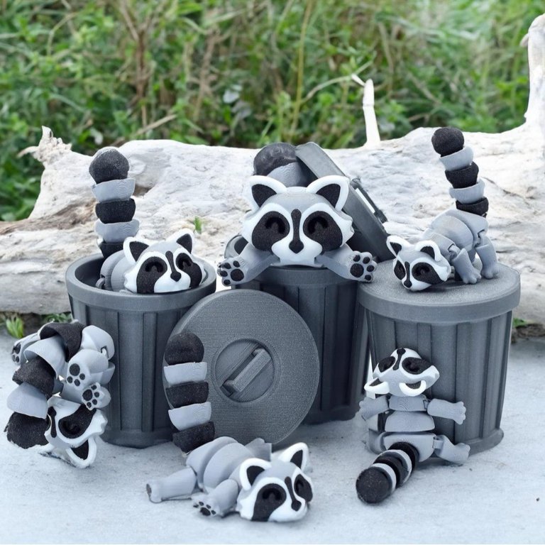 Yatlte Gray Racoon, Black and White Trashcan Raccoon