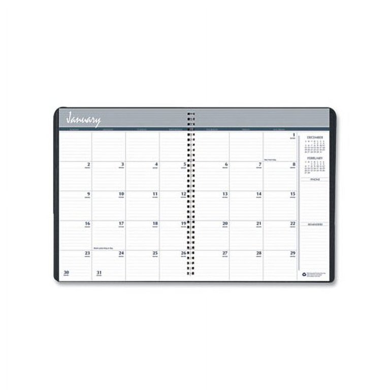 Recycled Monthly Planner, Unruled, 3-1/2 X 6-1/8, Black, 2013-2014