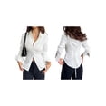 thumbnail image 3 of Women Button Up Shirt Long Sleeve Shirt V Neck Collared Blouse Aesthetic Work Tops White S, 3 of 7