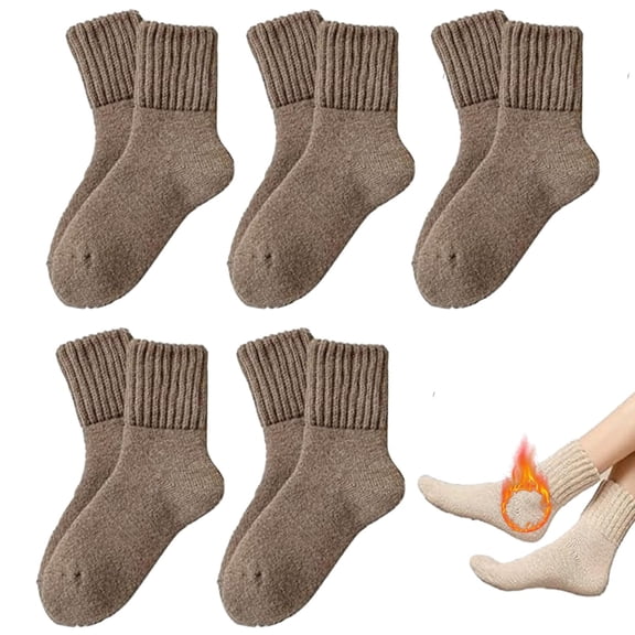 Womens Solid Mid Calf Socks, 5 Pairs Cozy Fall Socks for Women, Winter Soft Thermal Cotton Knit Socks(B)