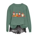 thumbnail image 2 of SYMOID Womens Green 100% Cotton Loose Crew Neck Sweatshirt - Cute Autumn Gnome Pumpkin Graphic Fall Festive Top for Hall-oween Thanksgiving Daily Casual Wear,Size XL, 2 of 4