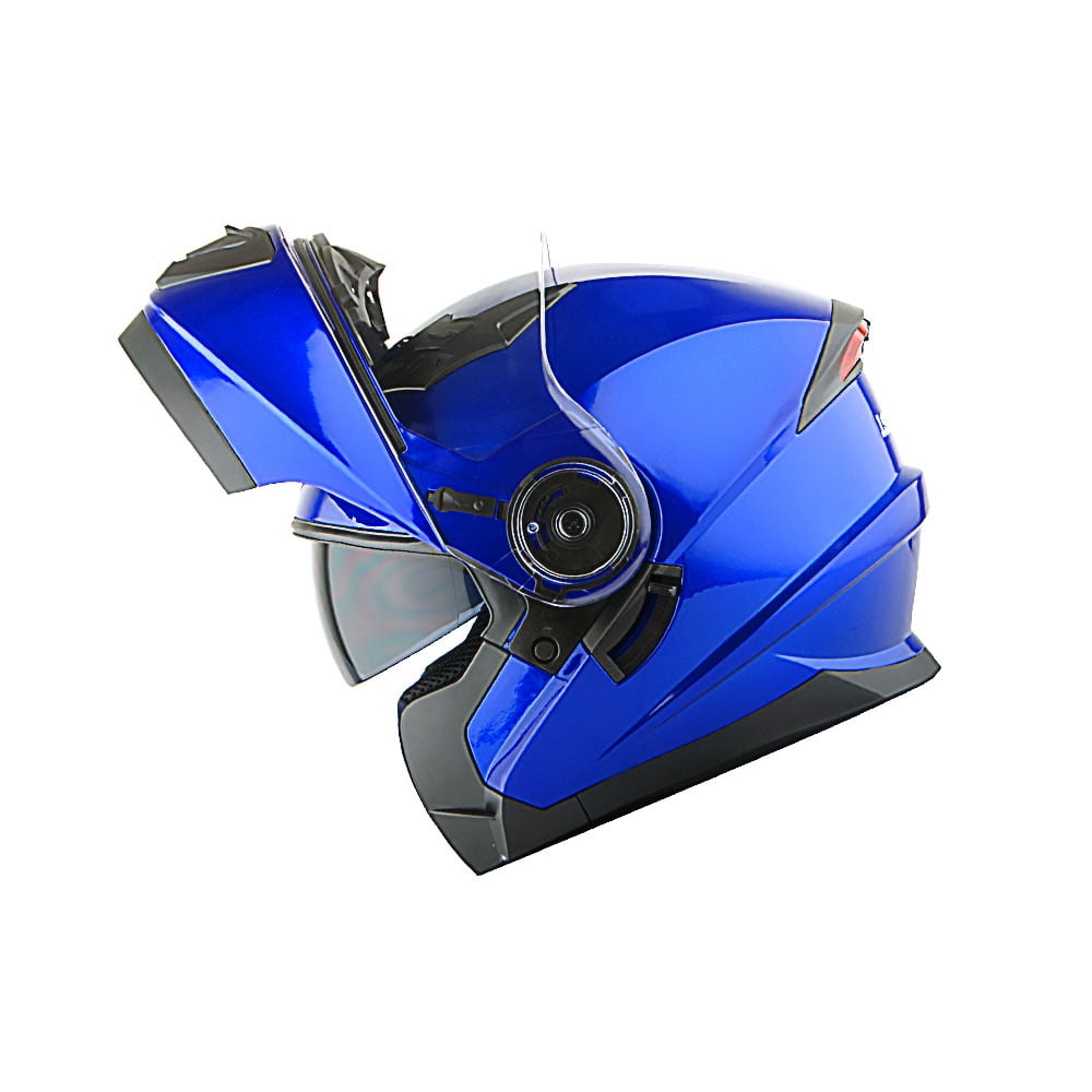 1Storm New Motorcycle Bike Modular Full Face Helmet Dual Visor Sun Shield Modular901 with LED Tail Light: Glossy Blue